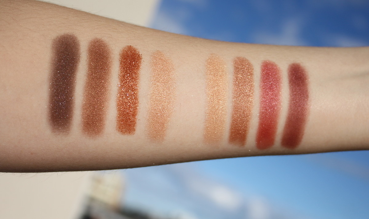 Tom Ford Quad swatches: Cognac Sable & Burnished Amber